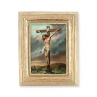 Crucifixion Stamped Print In Gold Frame