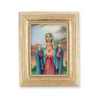 Immaculate Heart Of Mary Gold Stamped Print In Gold Frame - 2/Pk
