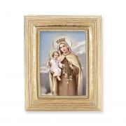 Our Lady of Mount Carmel Gold Stamped Print In Gold Frame