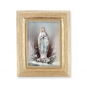 Our Lady of Lourdes Gold Stamped Print In Gold Frame