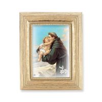 St. Anthony Gold Stamped Print In Gold Frame