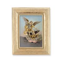 St. Michael Gold Stamped Print In Gold Frame