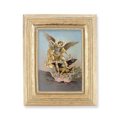 St. Michael Gold Stamped Print In Gold Frame - (Pack Of 2) -  - 450G-330