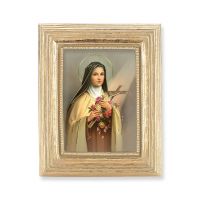 St. Therese Gold Stamped Print In Gold Frame