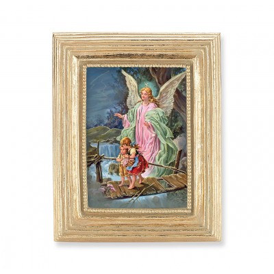 Guardian Angel Gold Stamped Print In Gold Frame - (Pack Of 2) -  - 450G-350