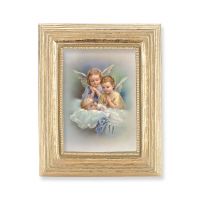Guardian Angels Gold Stamped Print In Gold Frame