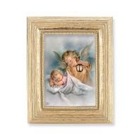 Guardian Angel Gold Stamped Print In Gold Frame  -