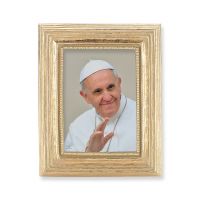 Pope Francis Gold Stamped Print In Gold Frame