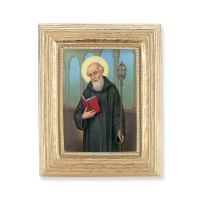 St. Benedict Gold Stamped Print In Gold Frame