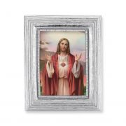 Sacred Heart Of Jesus Gold Stamped Print In Silver Frame - (Pack/2)