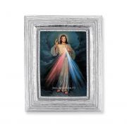 Divine Mercy Gold Stamped Print In Silver Frame (spanish) -