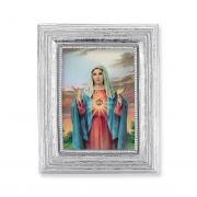 Immaculate Heart Of Mary Gold Stamped Print In Silver Frame - 2-Pk