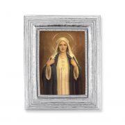 Immaculate Heart Of Mary Gold Stamped Print In Silver Frame - 2/Pk