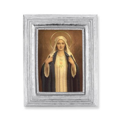 Immaculate Heart Of Mary Gold Stamped Print In Silver Frame - 2/Pk -  - 450S-209