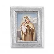 Our Lady of Mount Carmel Gold Stamped Print In Silver Frame