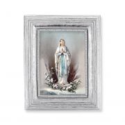 Our Lady of Lourdes Gold Stamped Print In Silver Frame