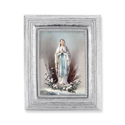 Our Lady of Lourdes Gold Stamped Print In Silver Frame - (Pack Of 2) -  - 450S-274