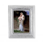 Our Lady of Divine Innocence Gold Stamped Print In Silver Frame - 2Pk