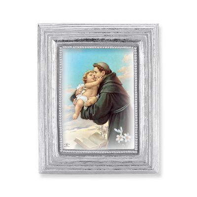 St. Anthony Gold Stamped Print In Silver Frame - (Pack Of 2) -  - 450S-302