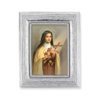 St. Therese Gold Stamped Print In Silver Frame