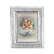 Guardian Angels Gold Stamped Print In Silver Frame