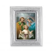Holy Family Gold Stamped Print In Silver Frame