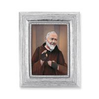 St. Pio Gold Stamped Print In Silver Frame