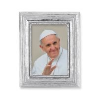 Pope Francis Gold Stamped Print In Silver Frame