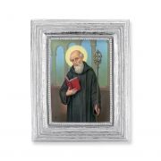 St. Benedict Gold Stamped Print In Silver Frame - (Pack Of 2)