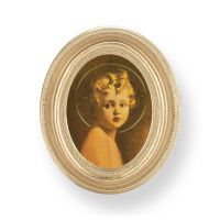 Light Of The World Gold Stamped Print In Oval Gold Leaf Frame -