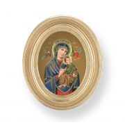 Our Lady of Perpetual Help Gold Stamped Print In Oval Gold Frame -
