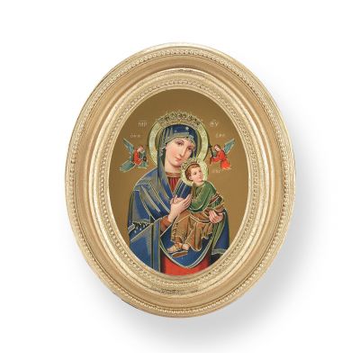 Our Lady of Perpetual Help Gold Stamped Print In Oval Gold Frame - 2Pk -  - 451G-208
