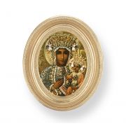 Our Lady of Czestochowa Gold Stamped Print In Oval Gold Frame -