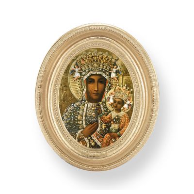 Our Lady of Czestochowa Gold Stamped Print In Oval Gold Frame - 2Pk -  - 451G-223