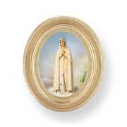Our Lady of Fatima Gold Stamped Print In Oval Gold Frame