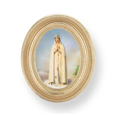 Our Lady of Fatima Gold Stamped Print In Oval Gold Frame 2Pk -  - 451G-228