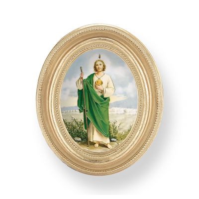 St. Jude Gold Stamped Print In Oval Gold Leaf Frame - (Pack Of 2) -  - 451G-320