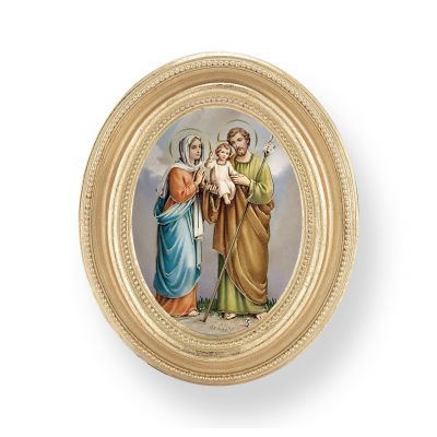 Holy Family Gold Stamped Print In Oval Gold Leaf Frame - (Pack Of 2) -  - 451G-369