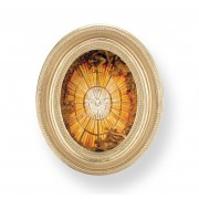 Holy Spirit Gold Stamped Print In Oval Gold Leaf Frame