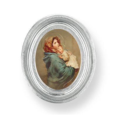 Madonna Of The Street Gold Stamped Print In Oval Silver Leaf Frame 2Pk -  - 451S-255