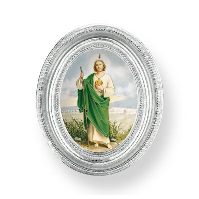 St. Jude Gold Stamped Print In Oval Silver Leaf Frame - (Pack Of 2) -  - 451S-320