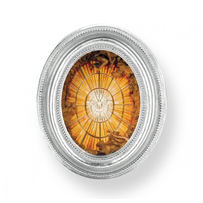 Holy Spirit Gold Stamped Print In Oval Silver Leaf Frame - (Pack Of 2) -  - 451S-651