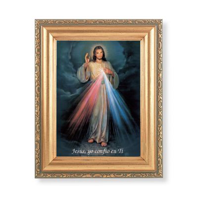 Divine Mercy Lithograph w/Antique Gold Frame w/Carved Edge (2 Pack) - 846218085343 - 461-124