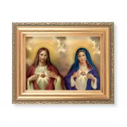 The Sacred Hearts Italian Lithograph w/Antique Gold Frame