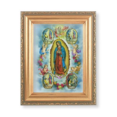 Our Lady Of Guadalupe w/Visions Print w/ Gold Frame (2 Pack) - 846218085572 - 461-222