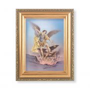 Saint Michael Italian Lithograph w/Antique Gold Frame