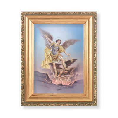 Saint Michael Italian Lithograph w/Antique Gold Frame (2 Pack) - 846218085671 - 461-330