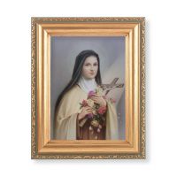 Saint Therese Italian Lithograph w/Antique Gold Frame