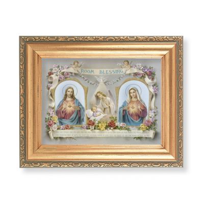 Baby Room Blessing 4x6 inch Print in Gold Frame w/Carved Edge (2 Pack) - 846218038974 - 461-390