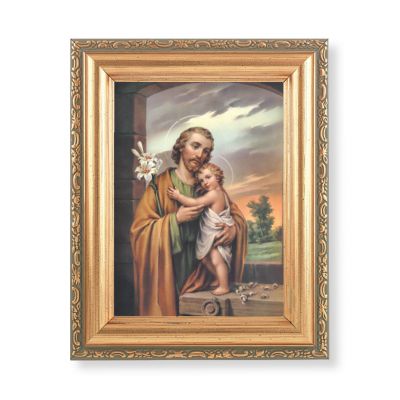 Saint Joseph Italian Lithograph w/Antique Gold Frame (2 Pack) - 846218085909 - 461-630